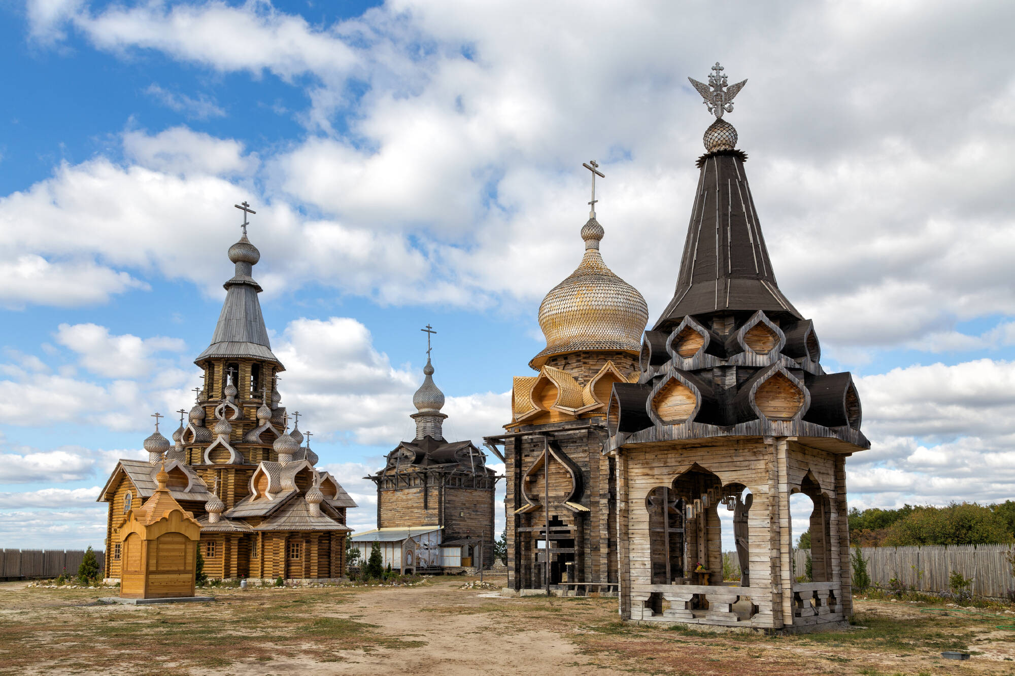 Complex wooden churches. Voskresensky New Jerusalem Monastery. Belgorod region. Valuysky area. Village Sukharevo. Russia